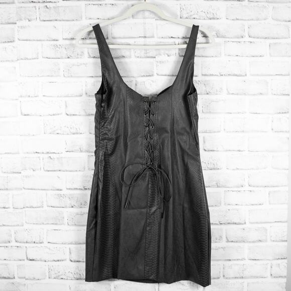 Naked Wardrobe Gray Corset Bustier Faux Leather Mini Dress Bodycon Party Date - Picture 5 of 9